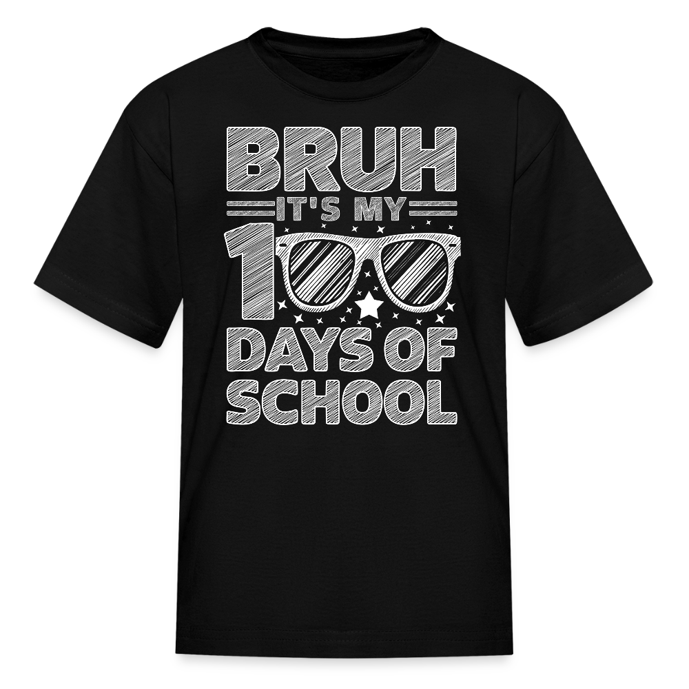 Cool School Milestone Tee Funny Bruh 100 Days Of School Kids' T-Shirt - black