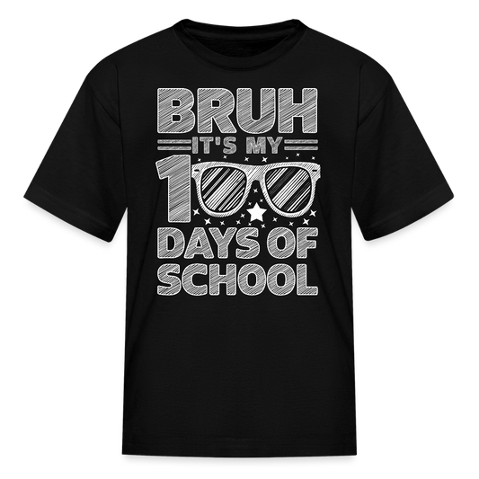 Cool School Milestone Tee Funny Bruh 100 Days Of School Kids' T-Shirt - black