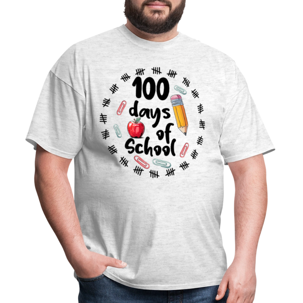 100 Days of School Shirt For Teachers Dino 100th Oay Of School T-shirt - light heather gray