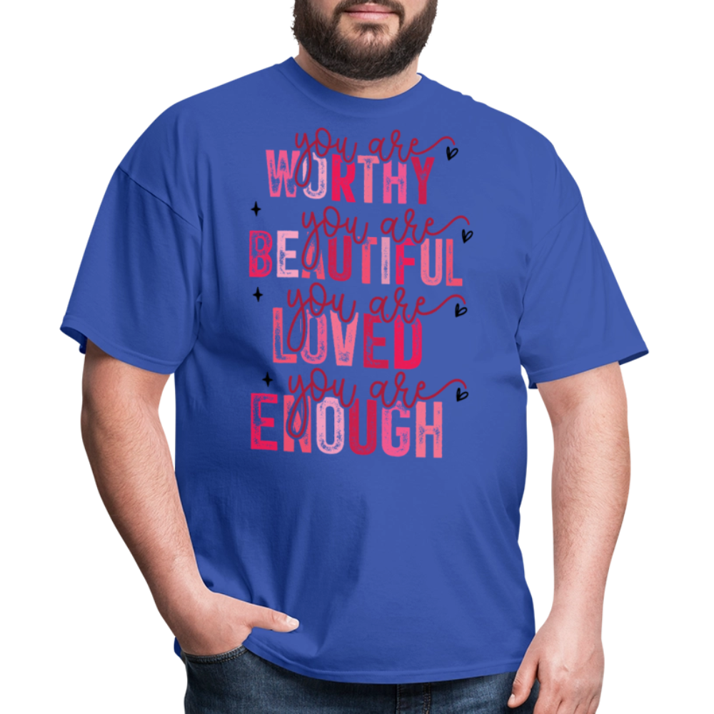 Self-Love Graphic Tee You Are Enough Motivational T-shirt - royal blue