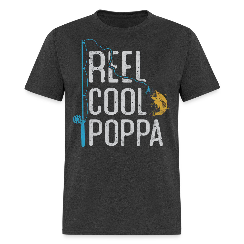 Reel Cool Poppa Fishing Themed T-shirt - heather black