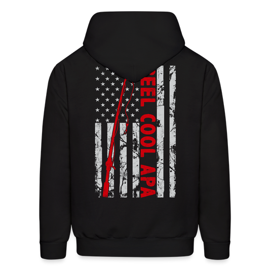 Reel Cool Apa Patriotic Dad Fishing Hoodie - black