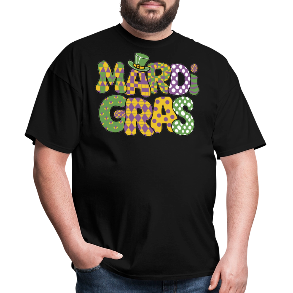 Colorful Mardi Gras Graphic Tee For Fat Tuesday Unisex T-Shirt - black