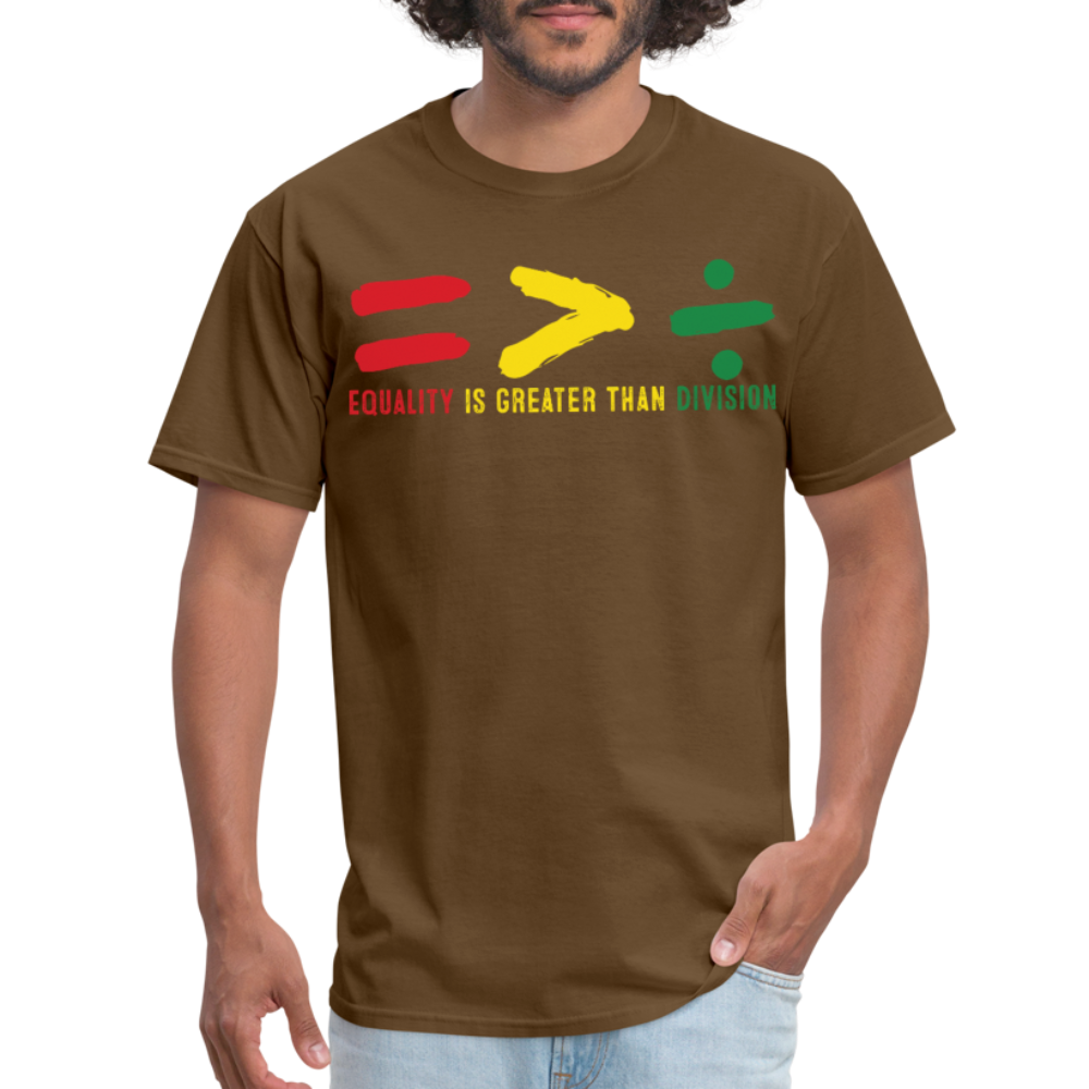 Black History Month Tee Equality Over Division T-Shirt - brown