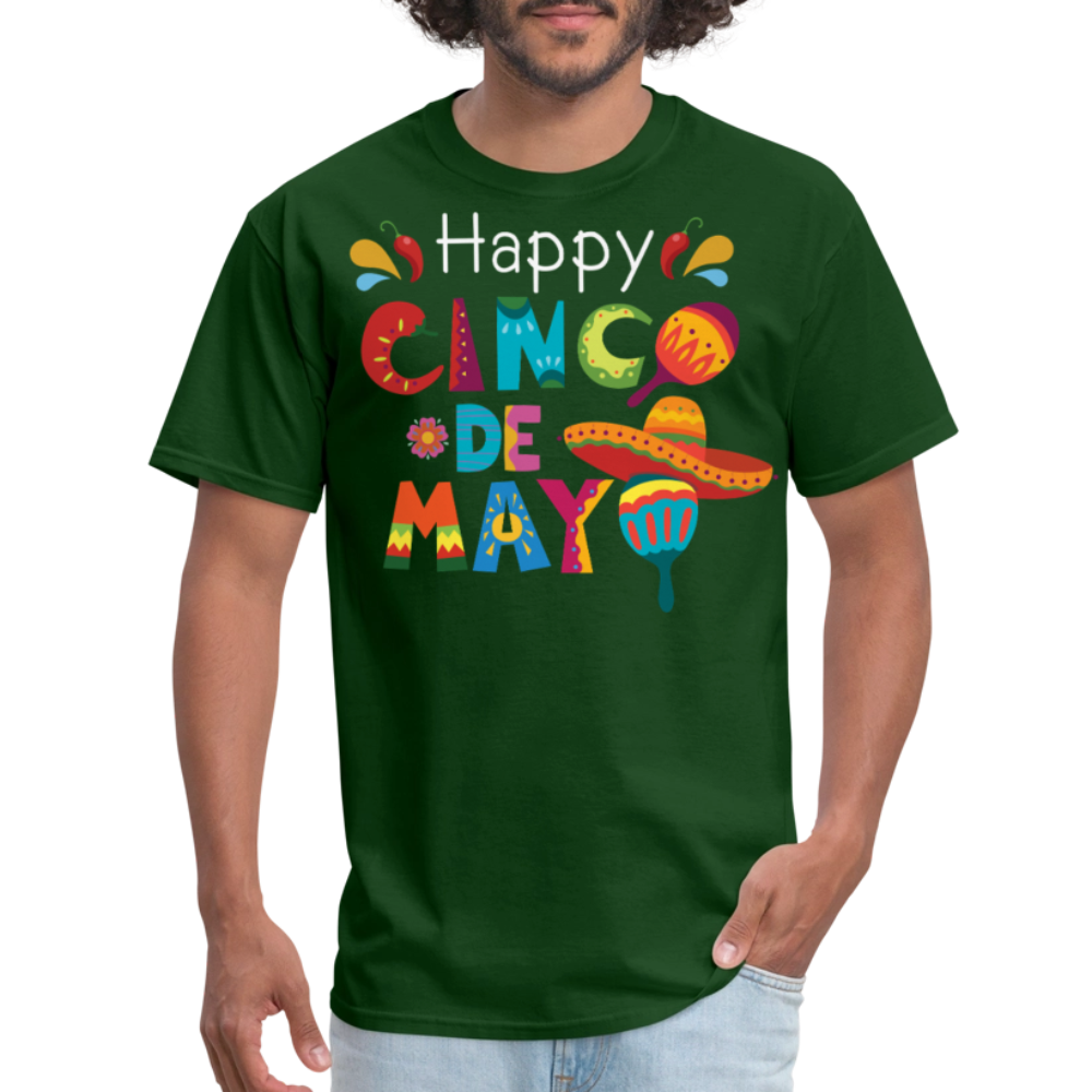 Funny Cinco De Mayo Party Outfit Colorful Mexican Fiesta T-shirt - forest green