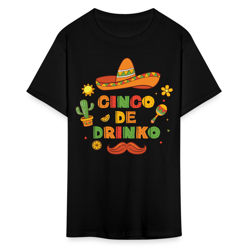 Sombrero and Mustache Party Tee Funny Cinco de Mayo drinking T-shirt - black