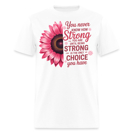 Strong and Resilient Breast Cancer Support T-Shirt - white
