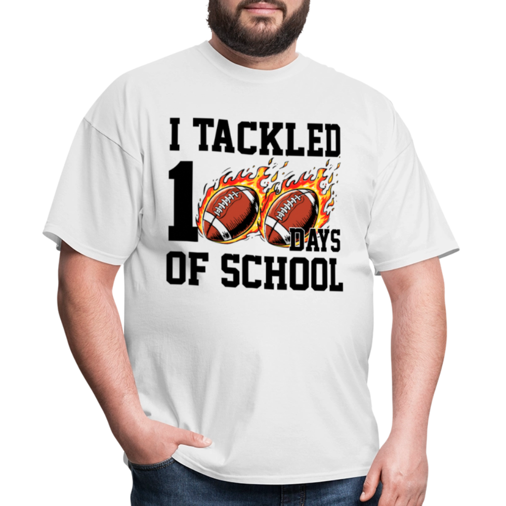 I Tackled 100 Days of School Shirt School Celebration Unisex T-shirt - white