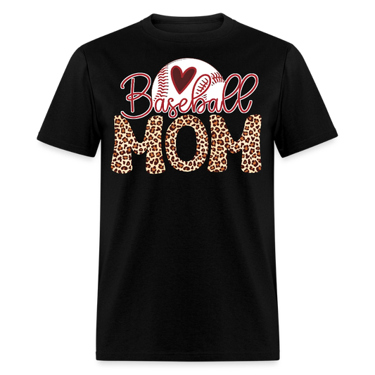 Cute Baseball Mom Leopard Print T-shirt - black