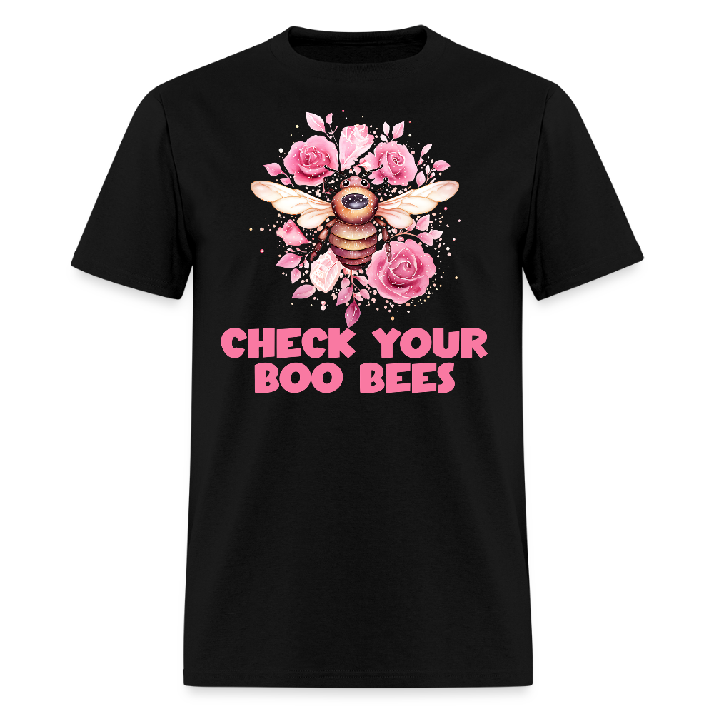 Check Your Boo Bees Funny Breast Cancer T-Shirt - black