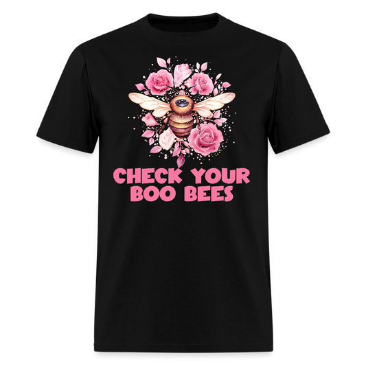 Check Your Boo Bees Funny Breast Cancer T-Shirt - black