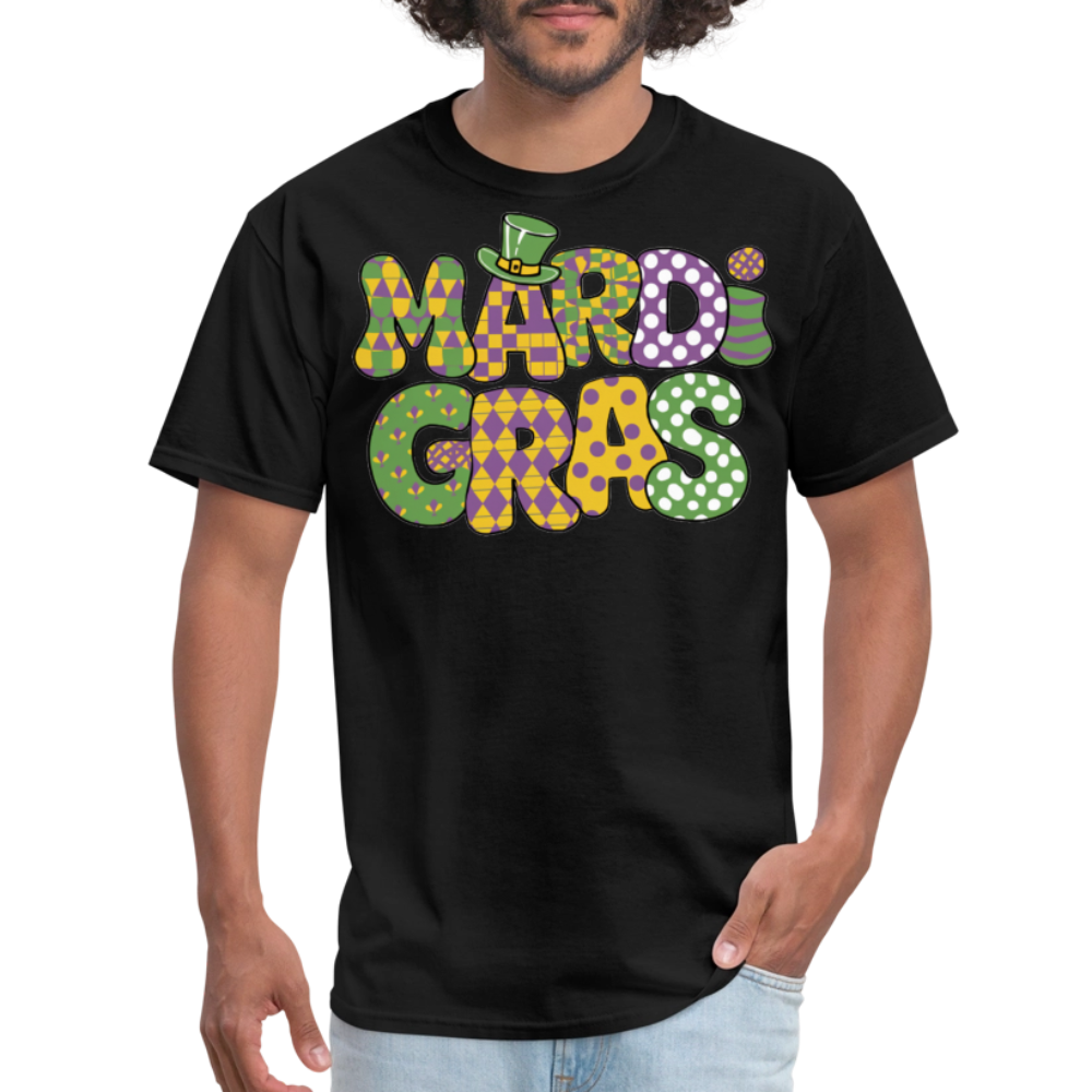 Colorful Mardi Gras Graphic Tee For Fat Tuesday Unisex T-Shirt - black