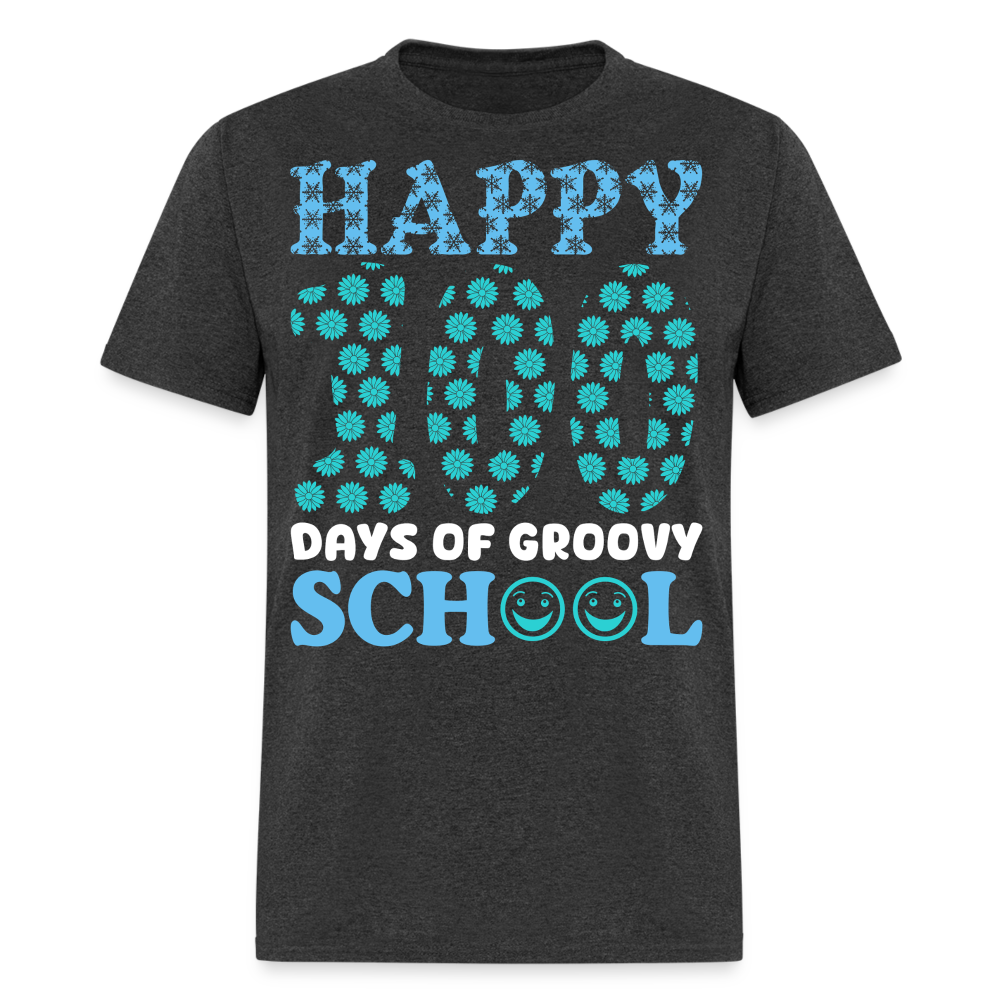 Groovy 100th-day School Celebration Tee Teacher Appreciation Gift T-shirt - heather black