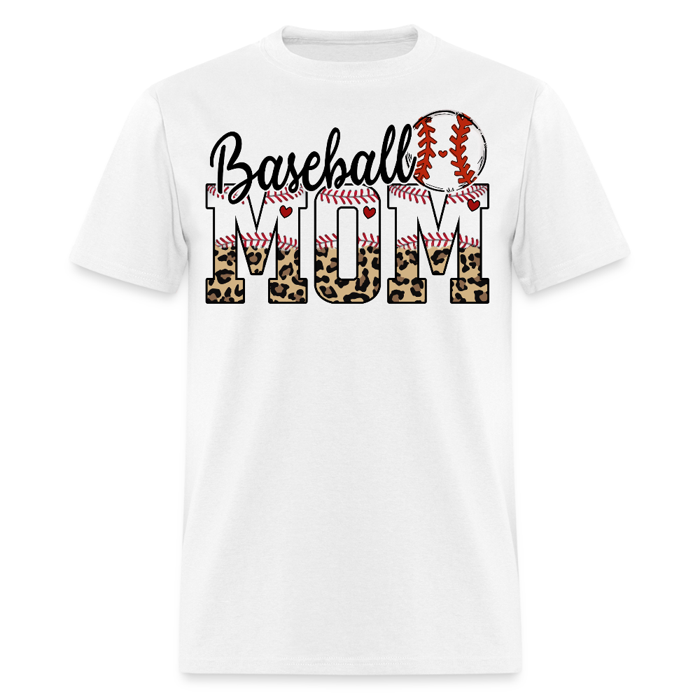 Cute And Stylish Baseball Mom Leopard Print T-shirt - white