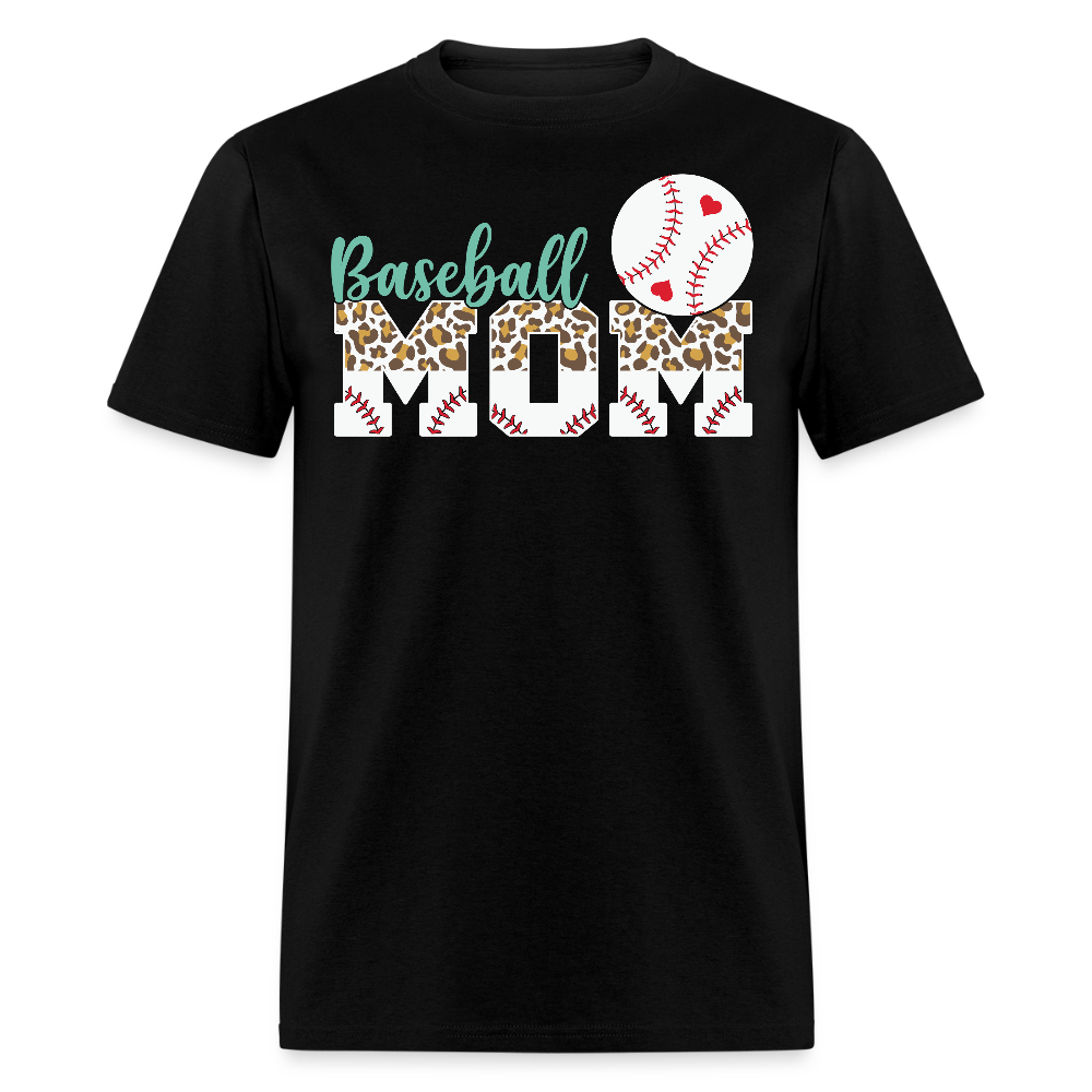 Baseball Mom Leopard Print Sports Mom T-shirt - black