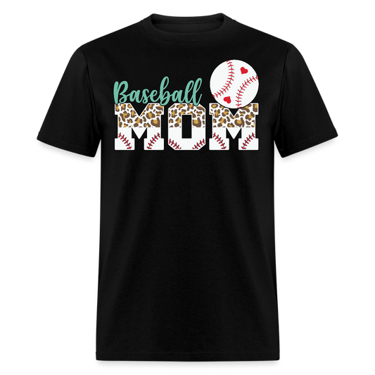 Baseball Mom Leopard Print Sports Mom T-shirt - black