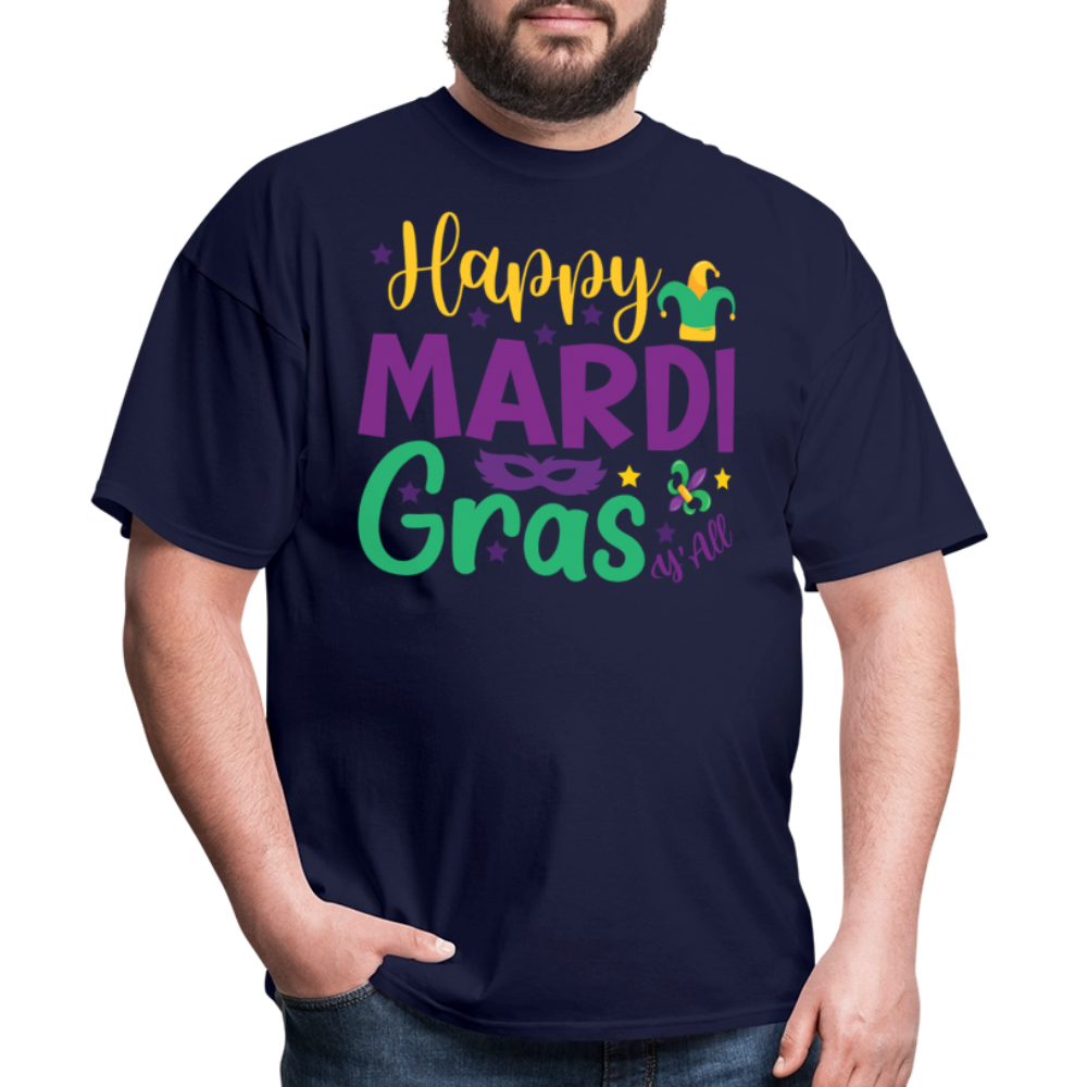 Cute Mardi Gras Shirt Happy Mardi Gras Y'all Classic T-shirt - navy