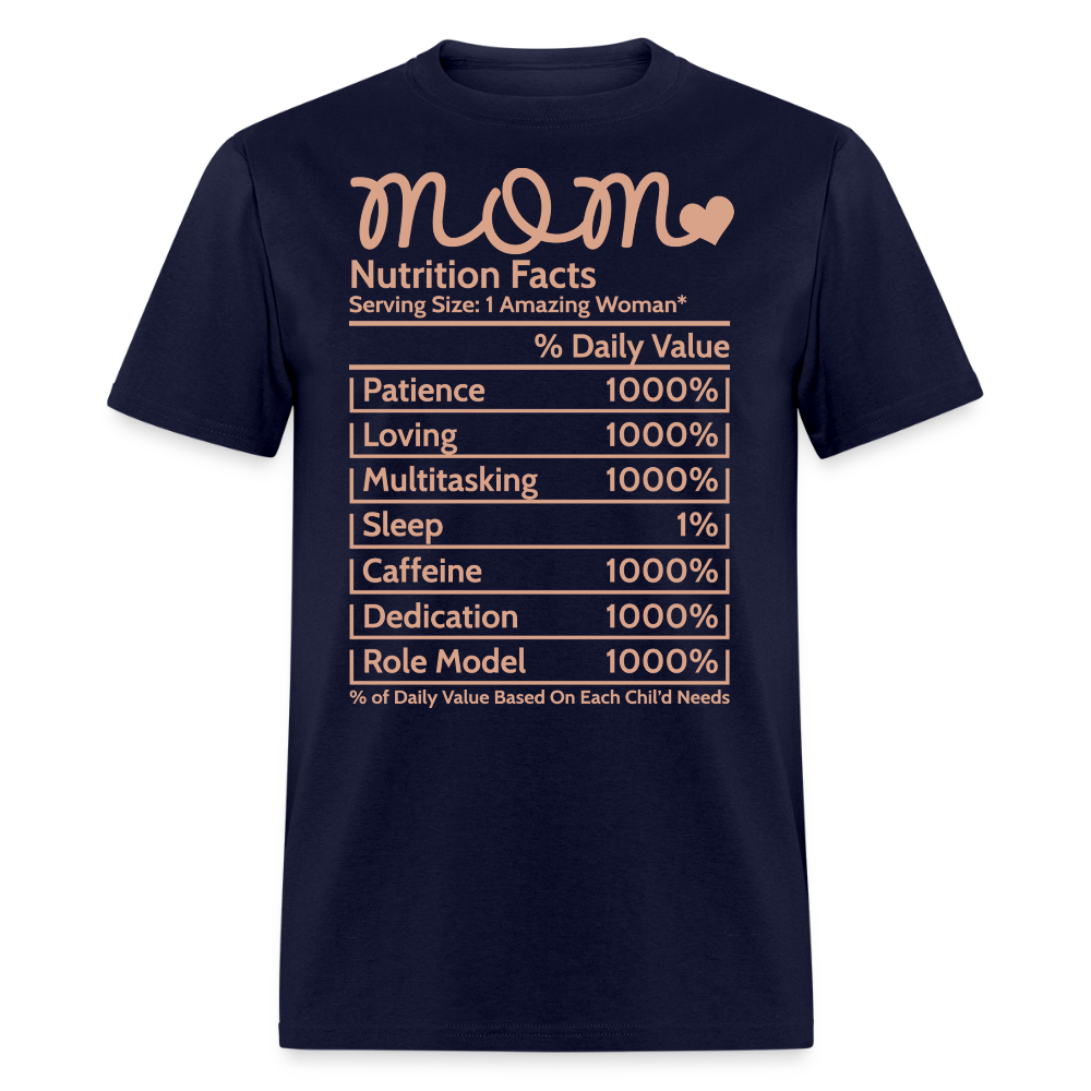 Mom Life Nutritional Facts T-shirt - navy