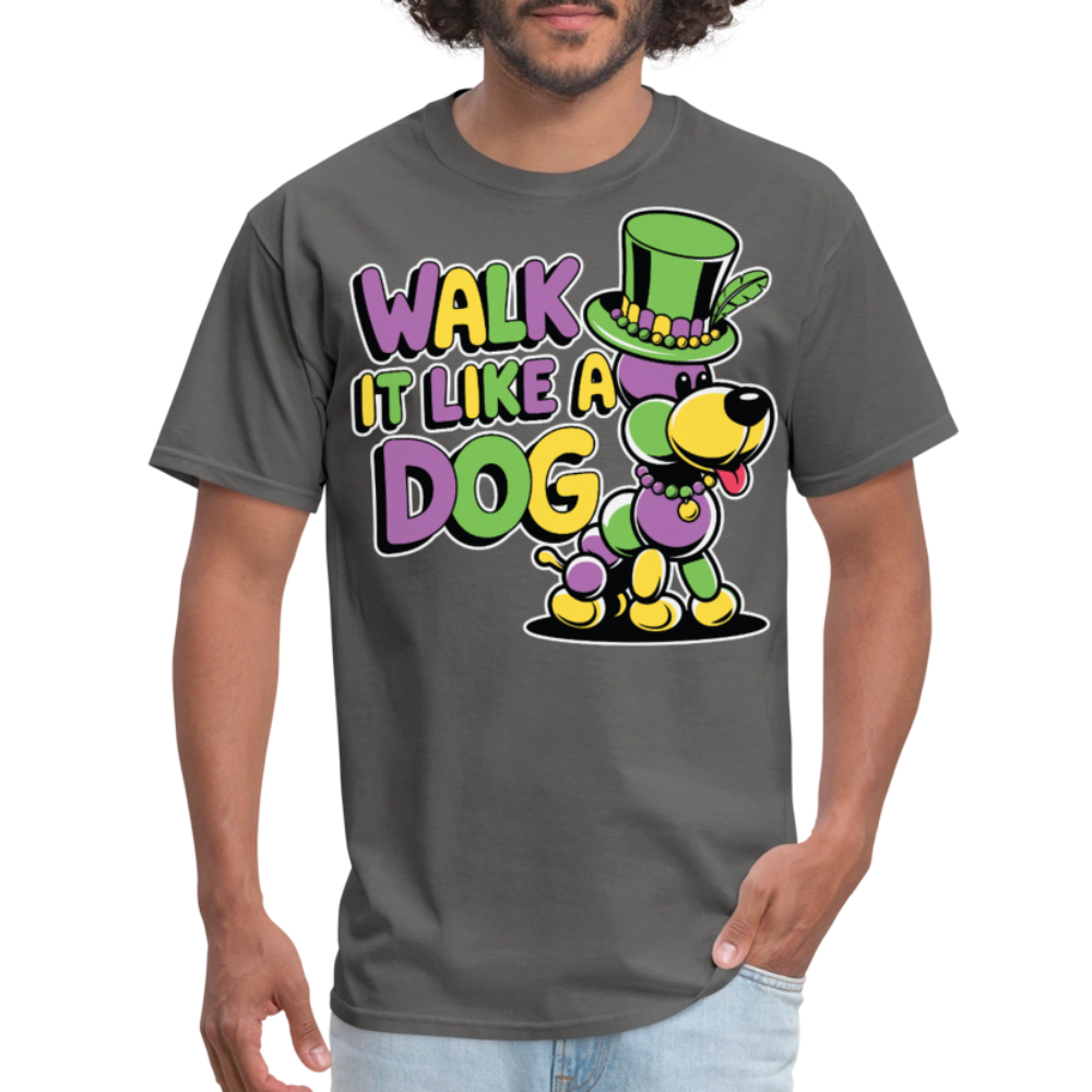 Walk It like A Gog Mardi Gras Shirt Beads and Dogs T-shirt - charcoal