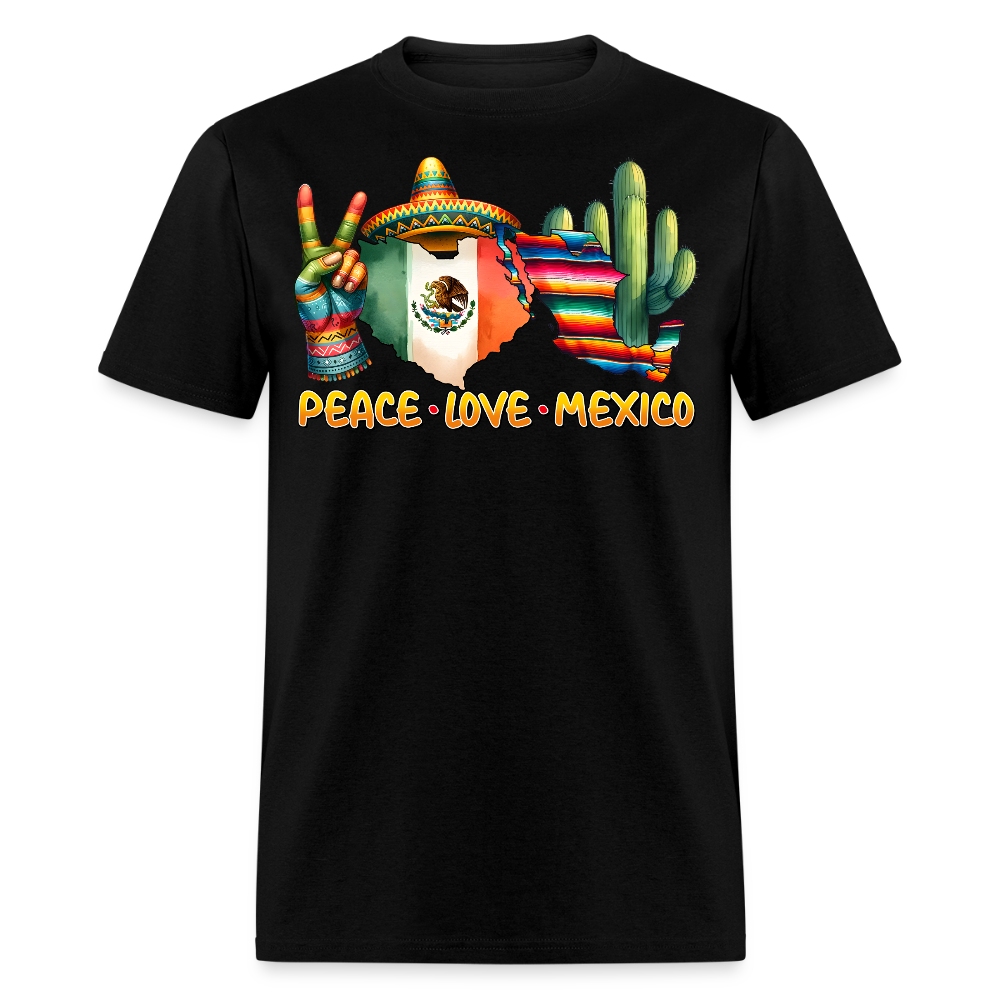 Peace Love Mexico Cultural Tee Mexican Pride T-shirt - black