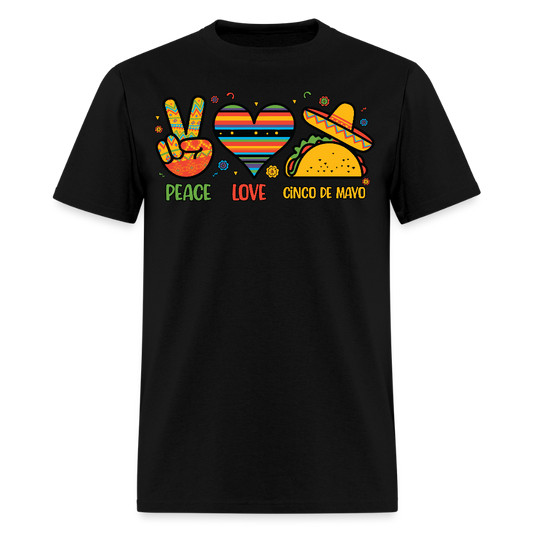 Peace Love Tacos Cinco de Mayo Graphic Unisex T-shirt - black