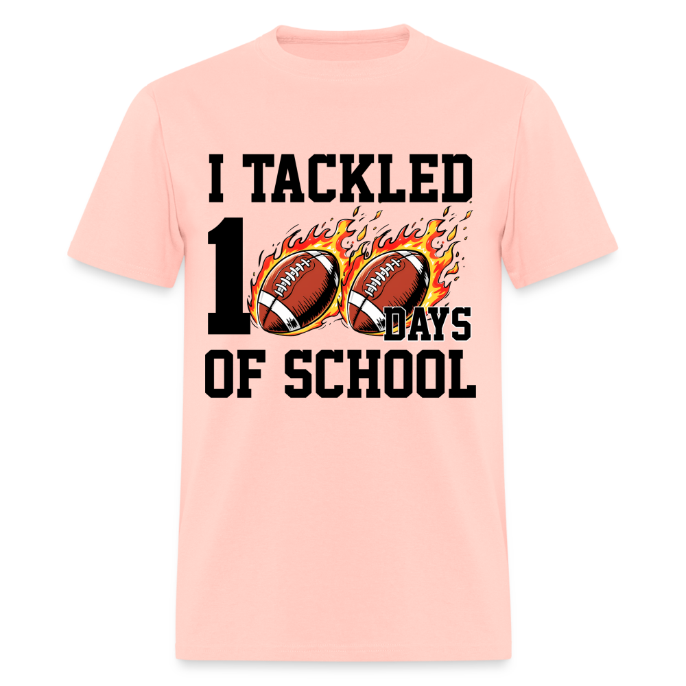 I Tackled 100 Days of School Shirt School Celebration Unisex T-shirt - blush pink 