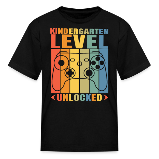Kindergarten Level Unlocked Boys Gaming T-Shirt - black