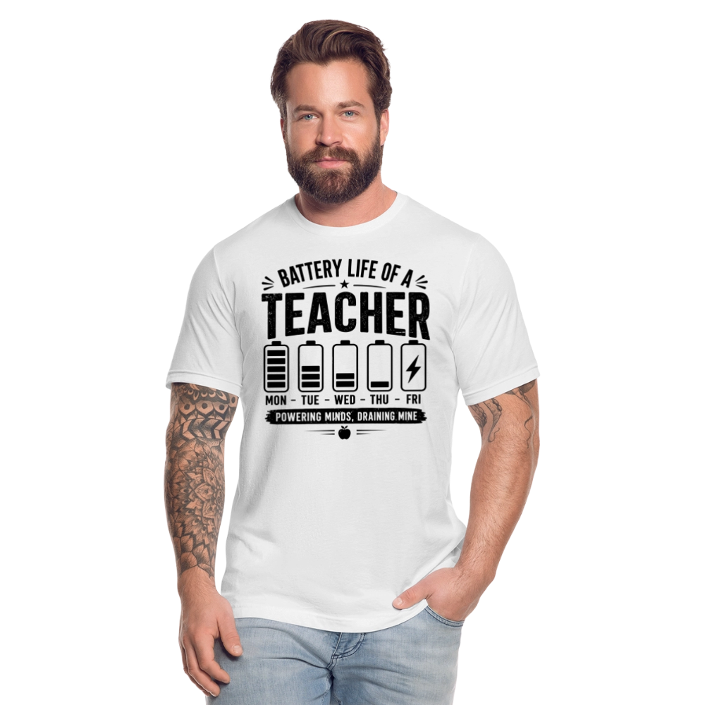 Battery Life of a Teacher T-Shirt | Funny Teacher Gift - white