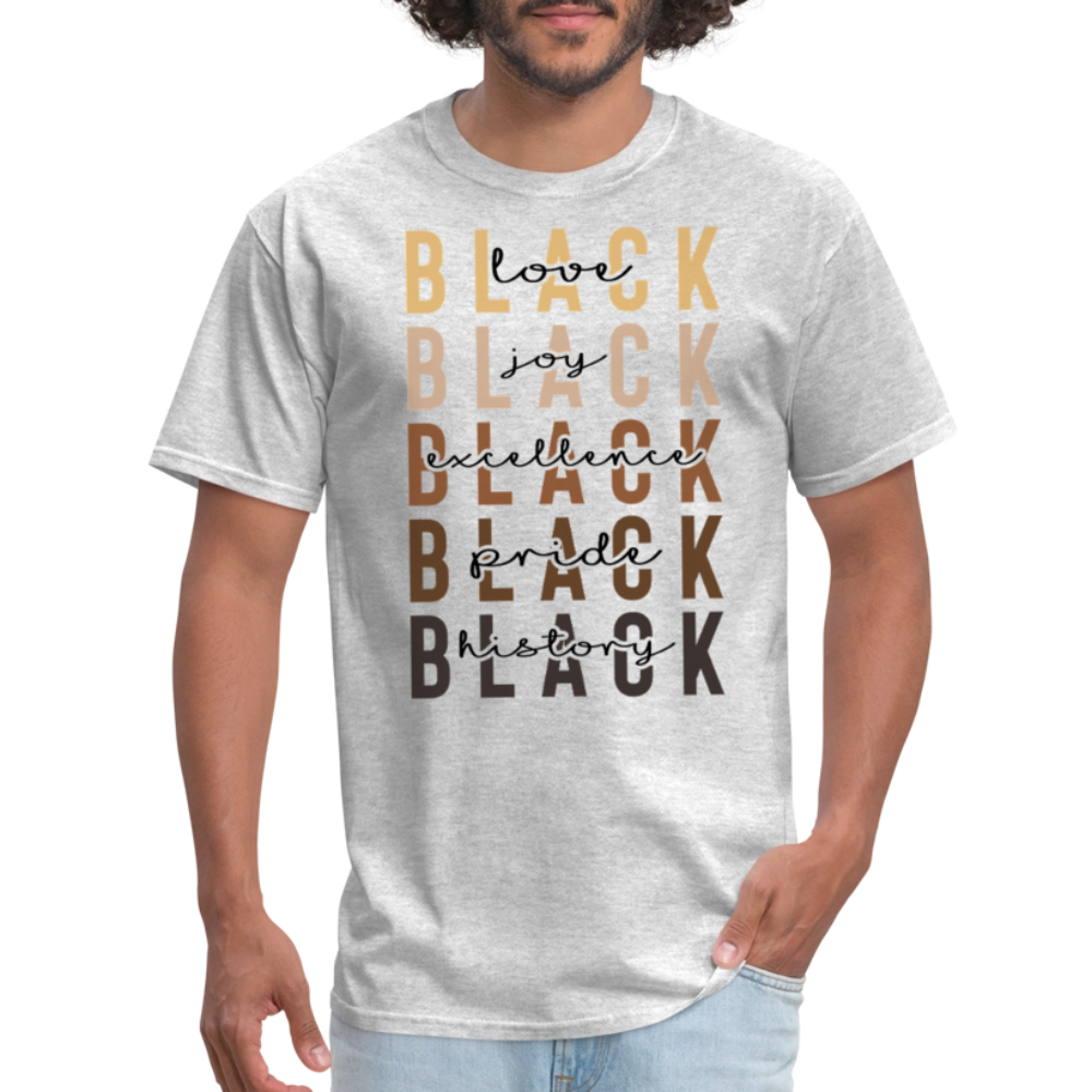 Black History and Culture Apparel Black Pride and Excellence T-shirt - heather gray