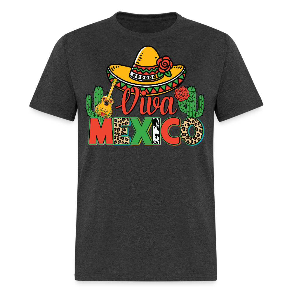 Viva Mexico Shirt With Sombrero Design Mexican Pride T-shirt - heather black