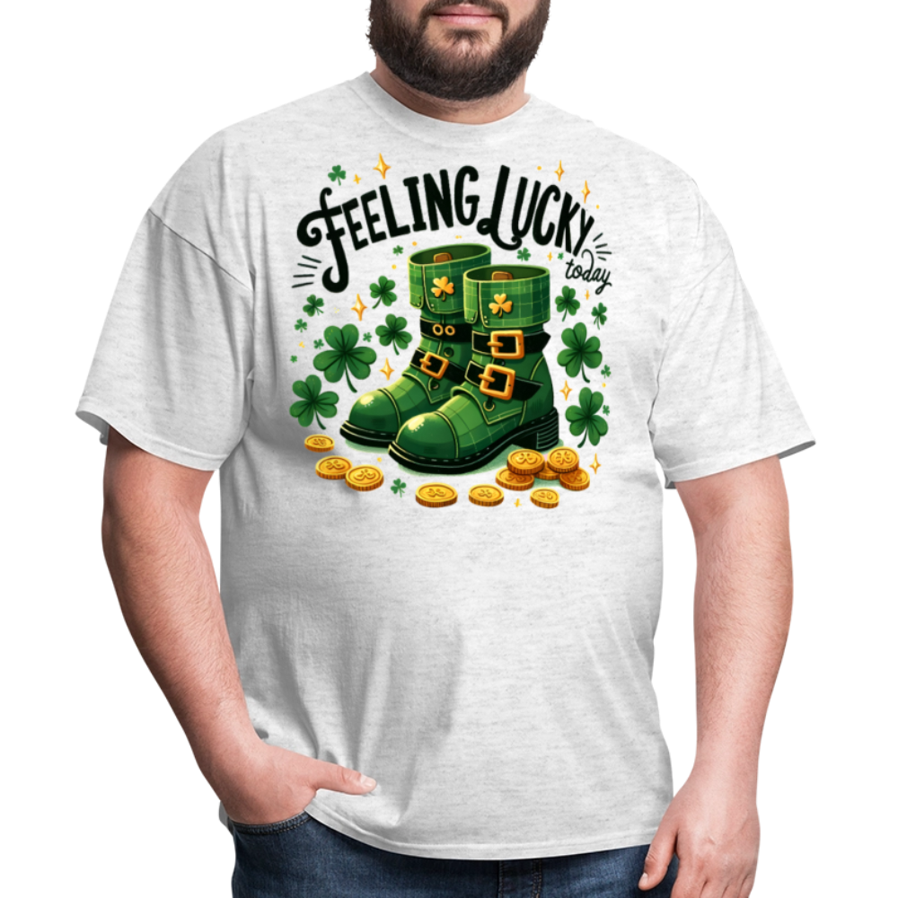 Green Shamrock Boots St Patrick’s Day Lucky T-shirt - light heather gray