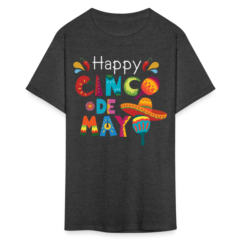 Funny Cinco De Mayo Party Outfit Colorful Mexican Fiesta T-shirt - heather black