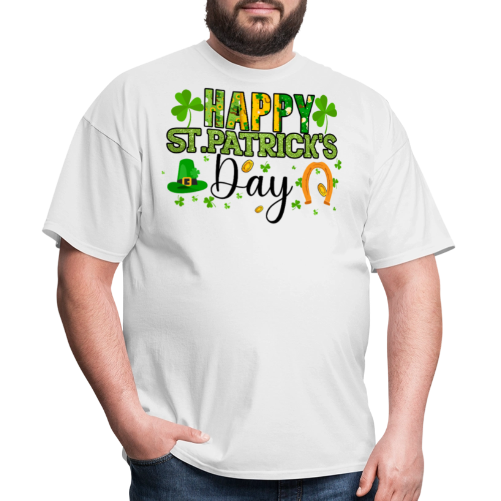 Irish-themed Holiday Graphic Tee Green Glitter St Paddy’s Day T-shirt - white