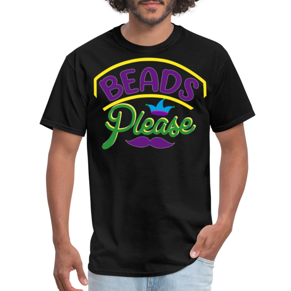 Beads Please Mardi Gras Novelty T-shirt - black