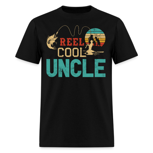 Reel Cool Uncle Funny Fishing  T-shirt - black
