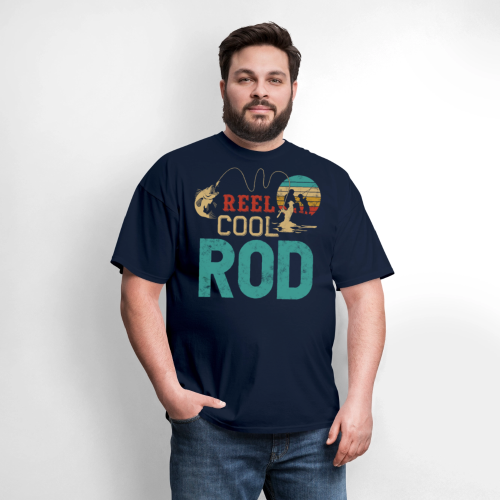 Reel Cool Rod Personalized Fishing Gifts For Dad T-shirt - navy