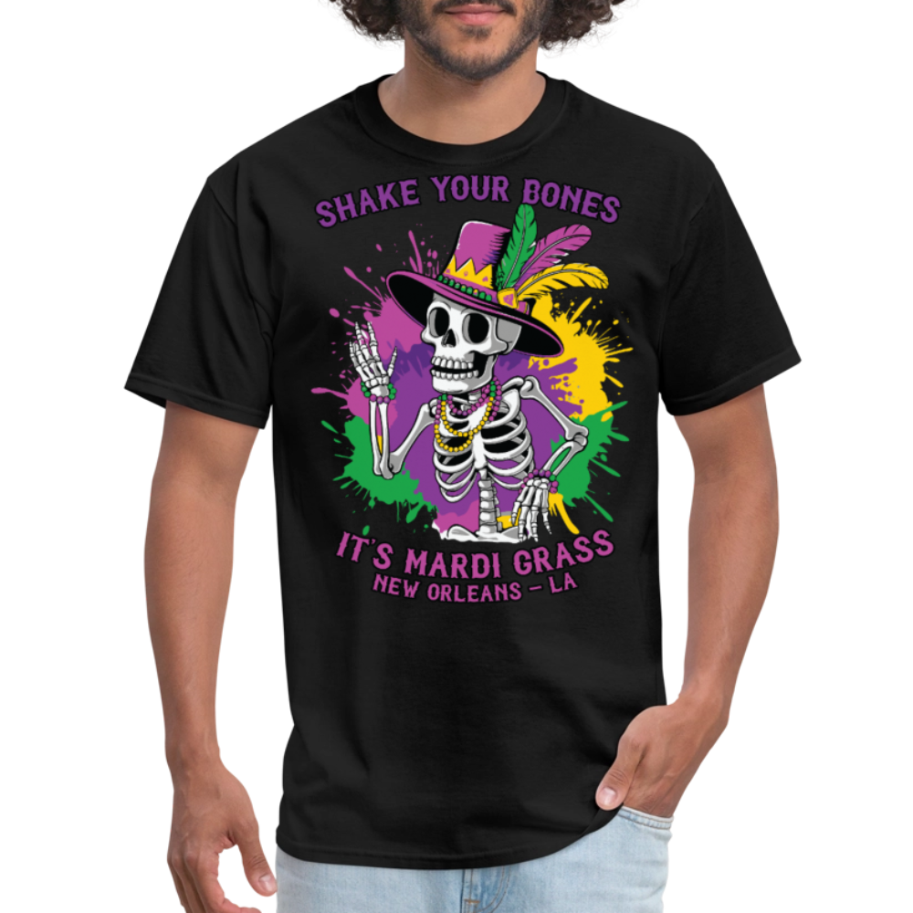 Shake Your Bones Festive Mardi Gras Unisex T-shirt - black