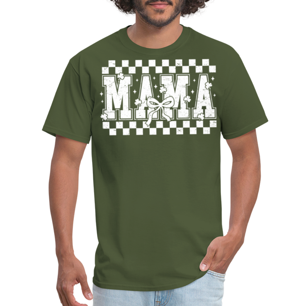 Distressed Mama Clover St. Patrick's Day Gift Tee - military green