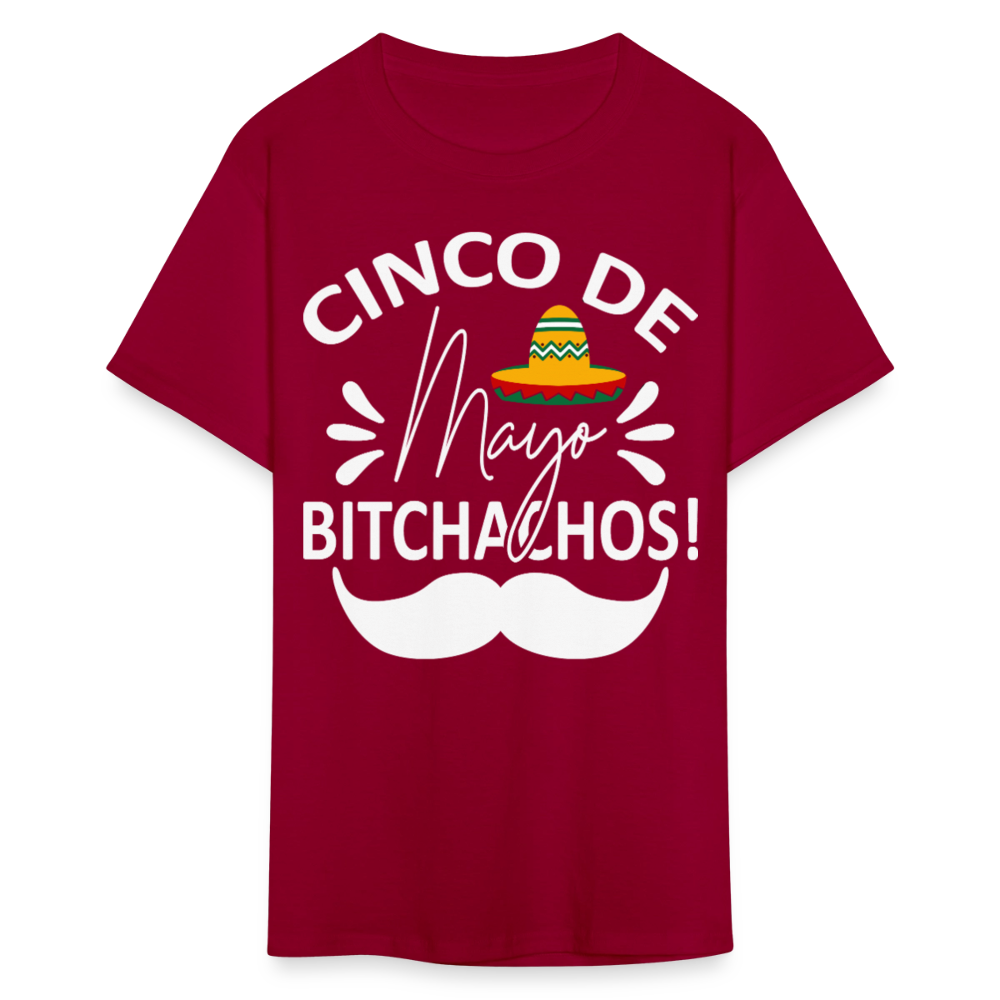 Cinco de Mayo Drinking Shirt with Mustache Funny Fiesta T-shirt - dark red