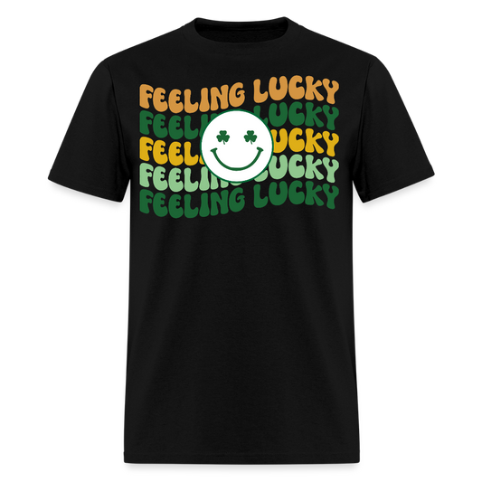 Retro Groovy Feeling Lucky Shamrock T-shirt - black
