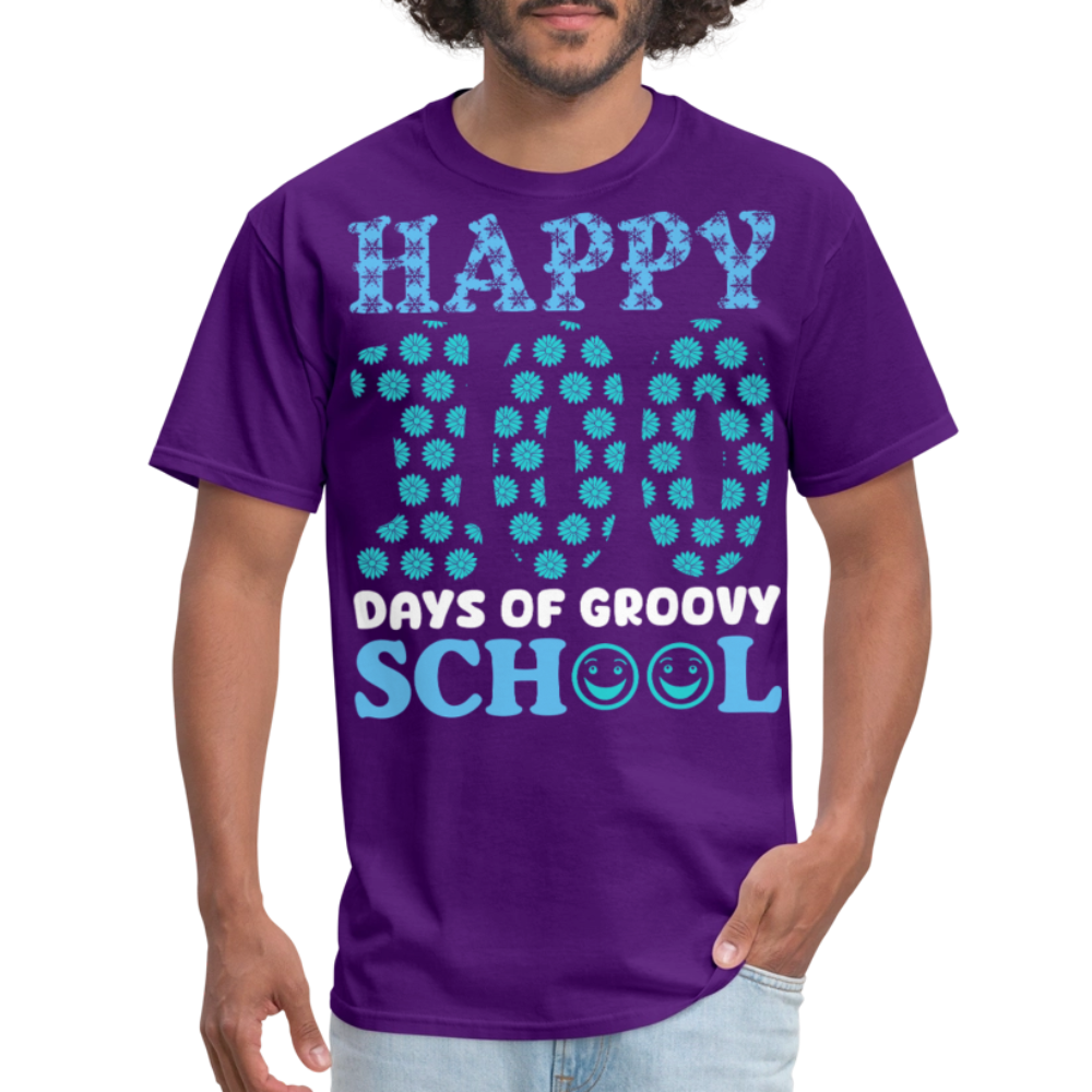 Groovy 100th-day School Celebration Tee Teacher Appreciation Gift T-shirt - purple