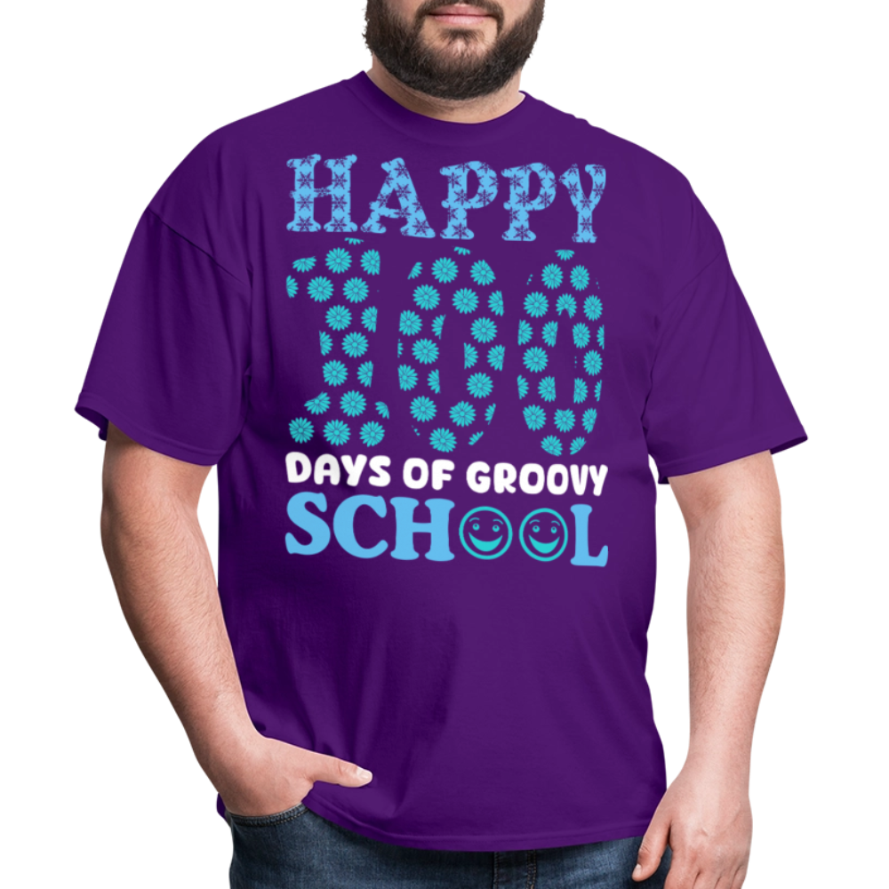 Groovy 100th-day School Celebration Tee Teacher Appreciation Gift T-shirt - purple