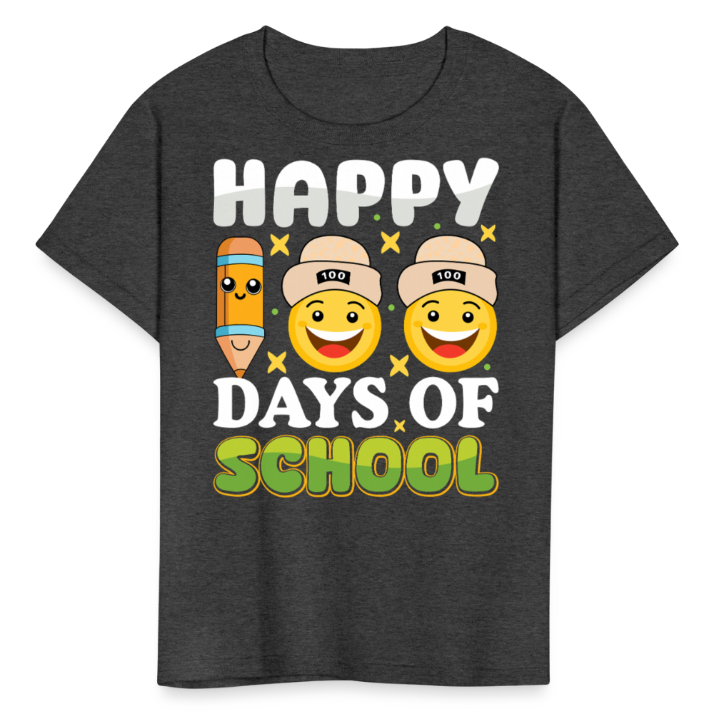 100 Days Of School Tee For Kids School Milestone Celebration T-shirt - heather black