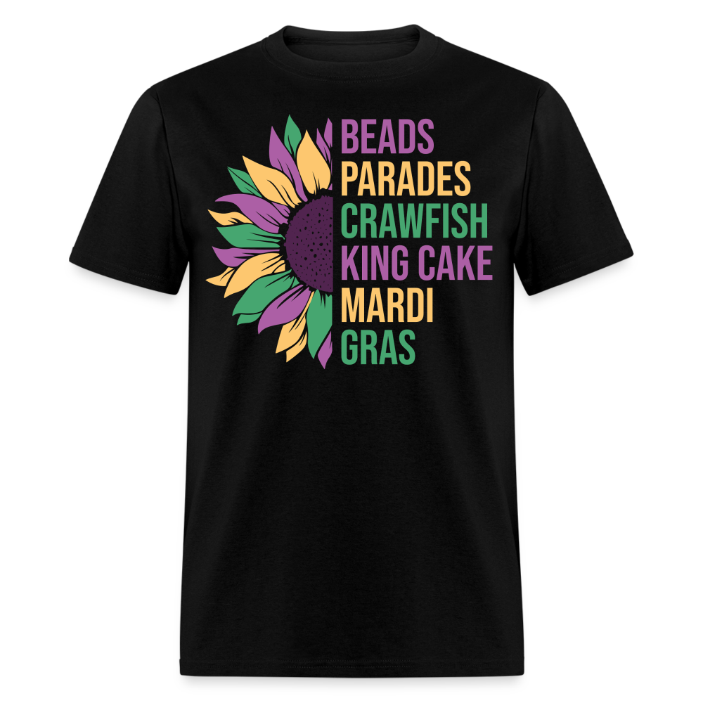 Mardi Gras Sunflower Shirt For Women Beads and Parades T-shirt - black