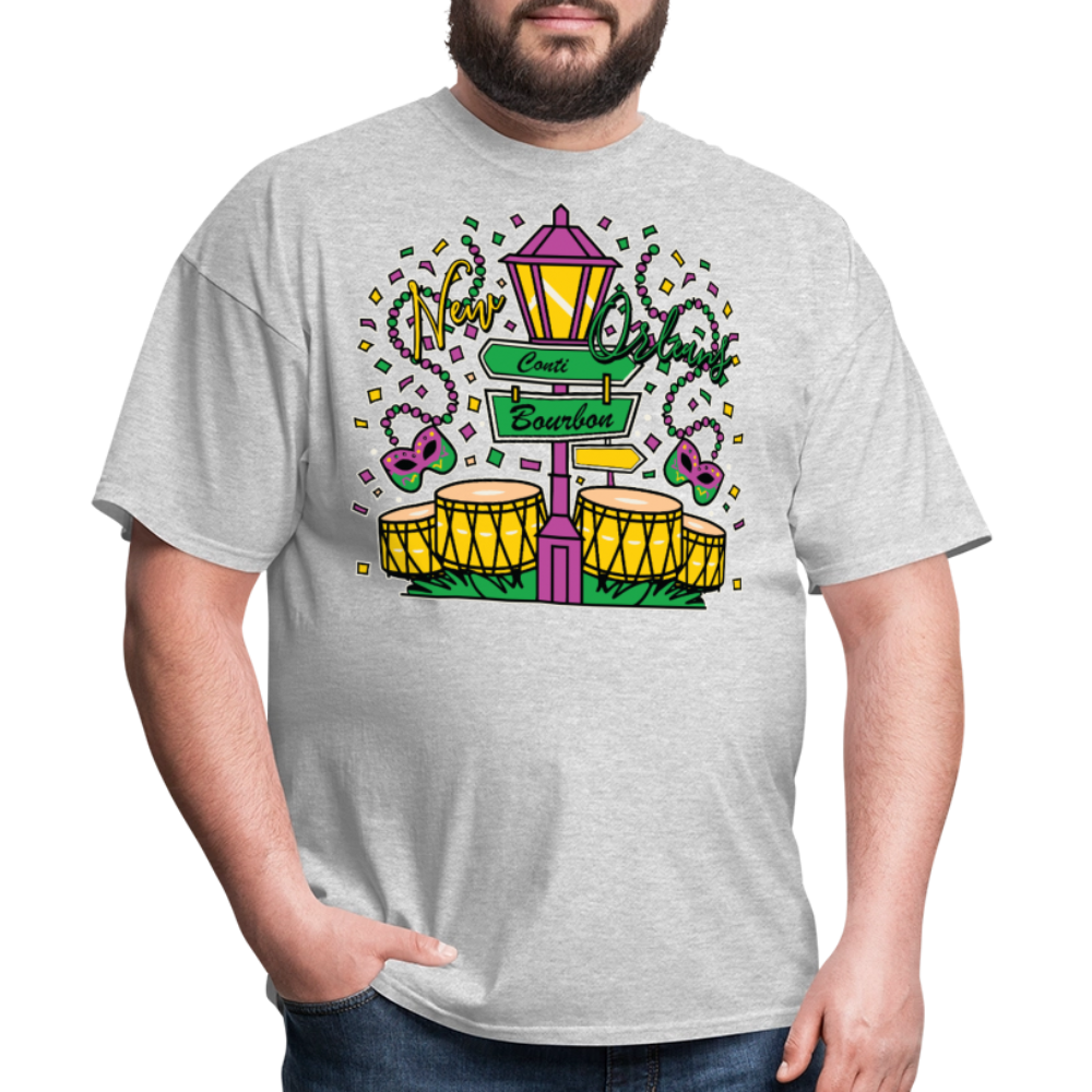 Colorful Bourbon Street Festival Masquerade and Jazz T-shirt - heather gray