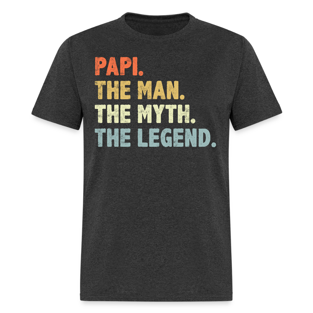 Retro Papi The Man The Myth The Legend T-shirt - heather black