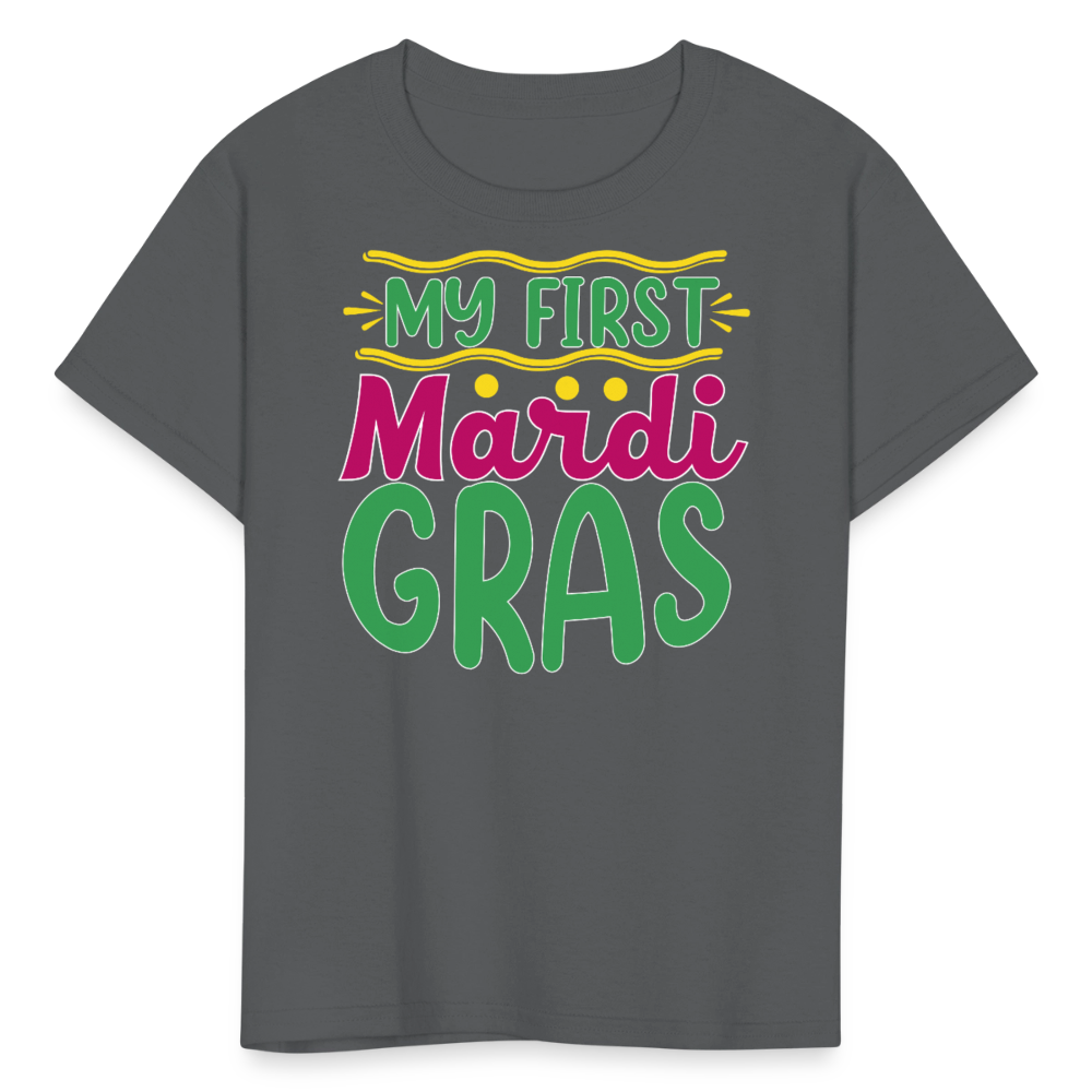 Baby’s First Mardi Gras Outfit Colorful Festival T-shirt - charcoal