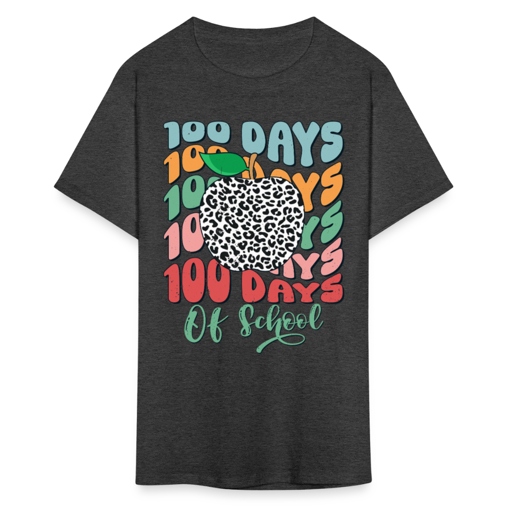 Leopard Print 100 Days of School Tee 100th-day Celebration T-shirt - heather black