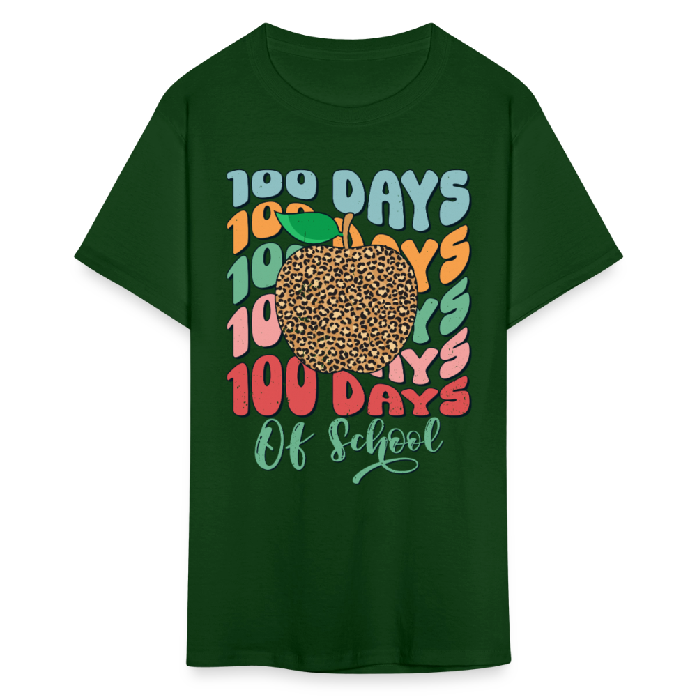 Leopard print 100 Days Of School Teacher Appreciation Gifts T-shirt - forest green