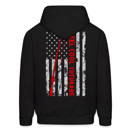 Reel Cool Tutukane American Flag Patriotic Fishing Gifts Hoodie - black